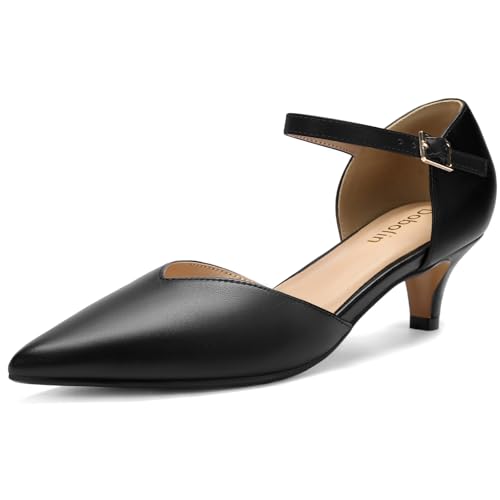 Image of DOBOLIN Kitten Heels for Women Pointed Toe Pumps Dress Shoes