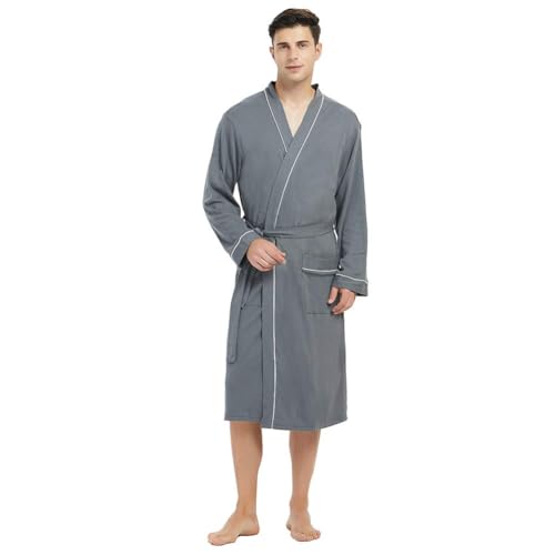 KASTWAVE 100% Cotton Men's Robe, Lightweight Knit Waverg Bat...