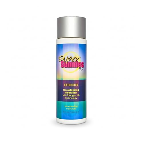 Super Sunnies Tan Extender Moisturizer Lotion with Tanogen HB for Indoor Tanning Beds & Sunless Tanning, Enriched with Aloe & Hawaiian Coconut Oil, Jojoba Oil & Nuts 8 oz.