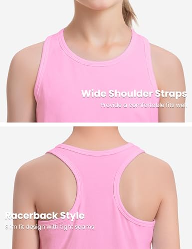 Auranso Girls Tank Tops Sleeveless Racerback Athletic Shirts Cotton Dance Outfit Workout Tops 3 Pack3