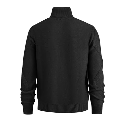 Men's Turtleneck Long Sleeve Casual Pullover Cable Knit Slim Stretch Thermal Sweater Casual Solid Color Basic Pullover4