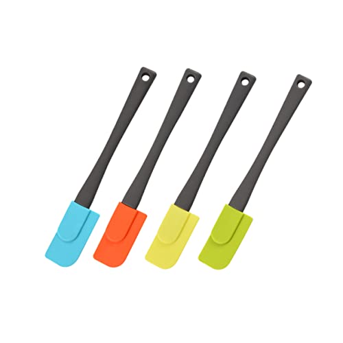 Cabilock 4Pcs Multi Purpose Silicone Butter Cream Spreaders with Plastic Handles Versatile Wiping Jam Blades and Cheese Cutters for Baking and Kitchen Use Random Colors