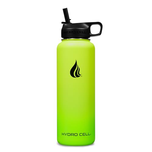 Image of HYDRO CELL Stainless Steel Insulated Water Bottle with Straw - For Cold & Hot Drinks - Metal Vacuum Flask with Screw Cap and Modern Leakproof Sport Thermos for Adults (Neon 40oz)