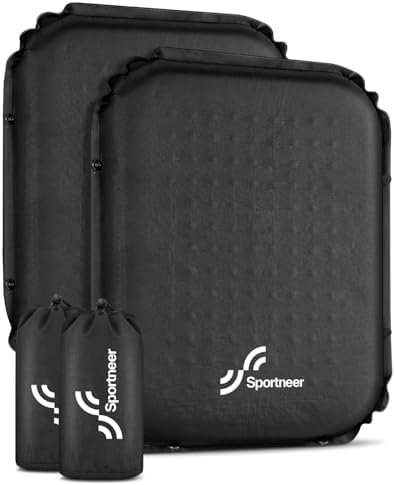 Sportneer Inflatable Seat Cushion: Lightweight Self-Inflating Airplane Seat Cushion 2" High Rebound Foam Stadium Seat Portable Travel Cushion for Outdoor Bleacher Sports Events Camping Hiking Car