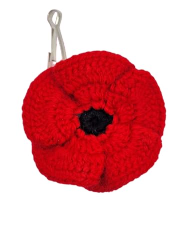 Poppy Zip Puller. Poppy Pet Dog Tag. Red Poppy. Handmade crochet Poppy Flower.