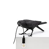 DOSEA Resin Crow Table Lamps Desk Lamp,Gothic Raven Birds Lighting Black Bird Wall Sconce Decor with E14 Bulb & Plug in Cord,Mordern Art Deco Light Fixtures for Living Room Bedroom Office Decoration