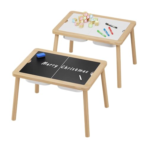 sensory table kids activity table wooden play table with bins montessori table chalk board and whiteboard