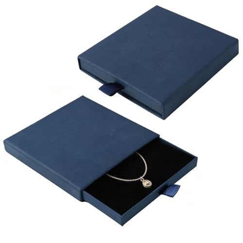 Caja de Regalo para Joyería, 9x9x1,7cm, Cajitas de Carton para Regalos, Elegante Caja Pequeña para Collares, Pendientes y Anillos, Estuche Compacto para Presentación y Regalos (Lake)