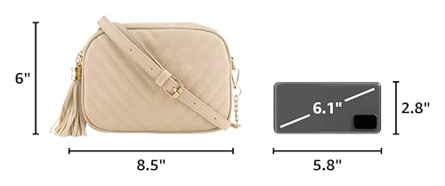 Image of Simple Shoulder Crossbody Bag With Metal Chain Strap And Tassel Top Zipper