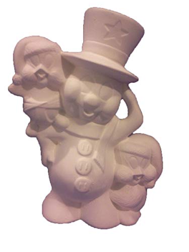 Snowman with Birds 9" Ceramic Bisque, Ready to Paint