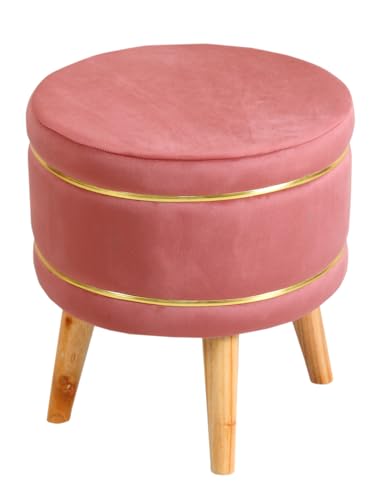 Image of Pouffes Sitting Stool for Living Room, Puffy Wooden Ottoman | Round Pouffe for Living Room & Bedroom | Pouf for Office & Home Decoration & Modern Seating Stool (Stool-Gajri)