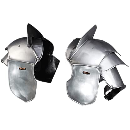 Nautical-Mart Medieval Pauldrons Shoulder LARP Fantasy Armor Set Silver