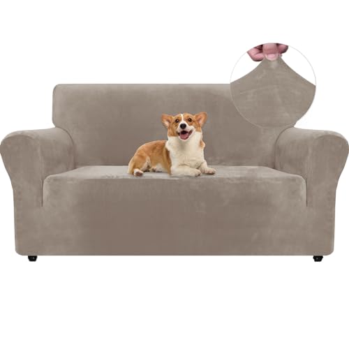 Ystyle Samt Sofabezug 2 Sitzer, Stretch Sofa Überzug, Sofaschoner rutschfest, Elastischer Couch Überzug, Sofa Cover Mit Armlehnen, Couchüberzüge Sofaschutz Katze Couch Überwurf, Khaki Ystyle Samt Sofabezug 2 Sitzer, Stretch Sofa Überzug, Sofaschoner rutschfest, Elastischer Couch Überzug, Sofa Cover Mit Armlehnen, Couchüberzüge Sofaschutz Katze Couch Überwurf, Khaki