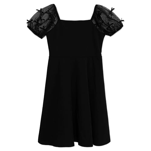 Speechless Girls' Short Sleeve Scuba Crepe Skater Party Dress