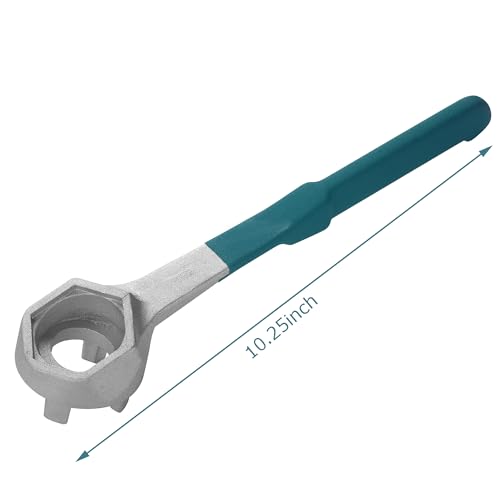 Image of Aluminum Drum Wrench, Bung Wrench, Barrel Opener Tool for Opening 10 15 20 30 55 Gallon Drum, Fits 2 inch and 3 /4 inch Bung Cap Red (2, black /green handle)