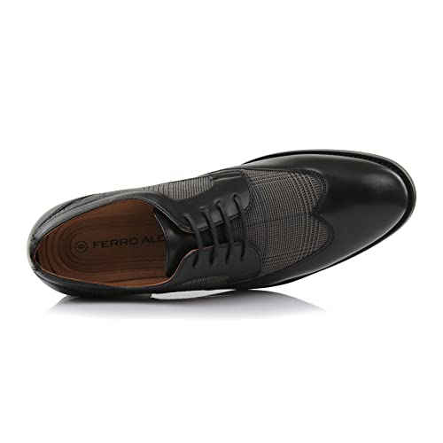 Image of Ferro Aldo Men's Wingtip Oxford Dress Shoes | Classic Brogue & Two-Tone Spectator Styles | Formal Wedding Business Party Shoe