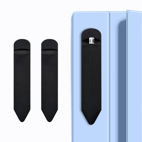 SIXFU Pencil Holder Compatible with Apple Pencil Pro/ 2nd Generation/ 1st Generation/USB-C Pencil, Adhesive Elastic Sleeve Pocket for iPad Pencil and Multiple Types Stylus Pen, 2Pack(Black)