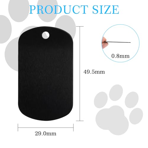 LALAGO 30 Pieces Blank Aluminum Stamping Pieces, Black Dog Tag Can Engraving, Personalized Dog Tag, No Chain - Image 4