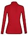Women's Basic Layer Shirt Red Lightweight Lettuce Trim Mockneck Ribbed Long Sleeve Tops Lightweight Tee M