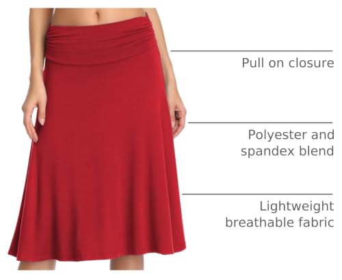 Image of Urban CoCo Women's Ruched High Waist Knee Length Jersey A-Line Stretchy Flared Casual Skirt