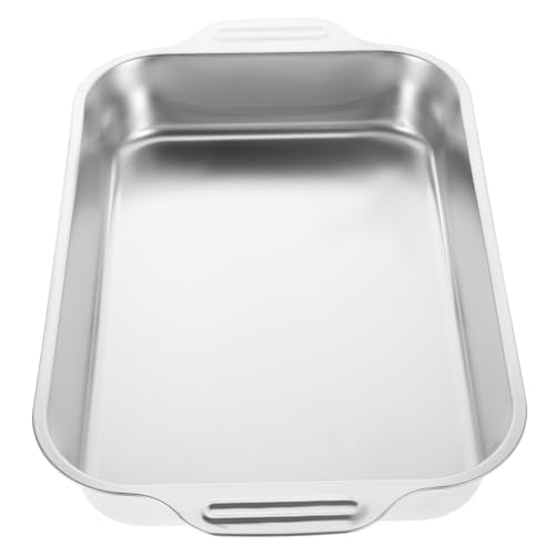 Bandeja de asar de acero inoxidable PRETYZOOM rectangular para pescado y hornear galletas 2