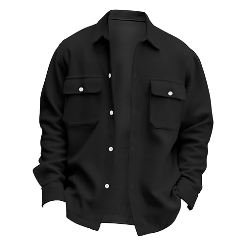 Men's Jackets Casual Button Up Corduroy Jackets Long Sleeve Fashion Stylish Lightweight Shirt Jacket, M-6XL2