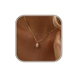 Dainty Gold Necklace for Women,Pearl Drop Trendy Pearls Pendant Necklace 14k Gold Plated Chain Necklace Non Tarnish Cute Single Pearl Necklace for Women Fashion Wedding Jewelry Gifts