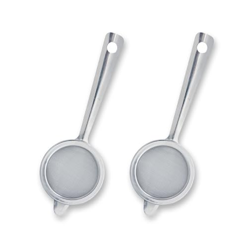 2 coladores de té de malla fina, mini tamiz, tamiz pequeño para té suelto, café, especias, tamiz de cocina
