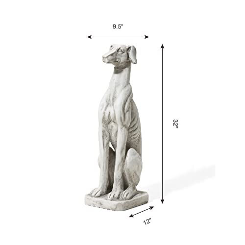 Glitzhome Gh50522 Sitting Greyhound Dog Garden Statue, 32" H, Antique Beige #TOP5