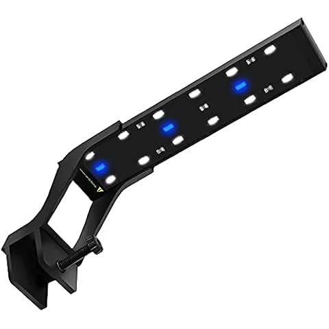 LED Aquarium Light Clip on Fish Tank Light with Adjustable Bracket for 10 - 18 Inch Freshwater Fish Tank, White and Blue LEDs Cover