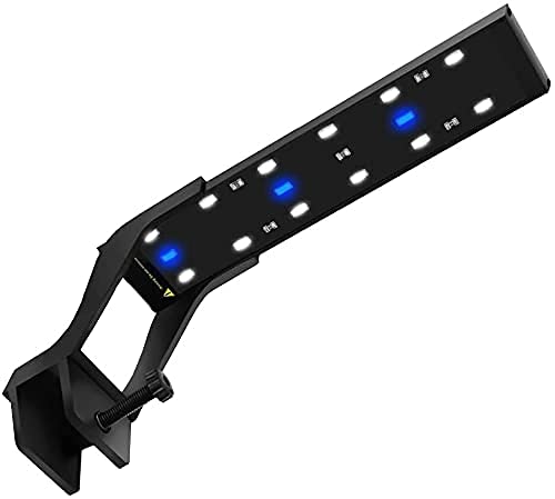 Luz LED para acuario con clip en la luz del tanque de peces con soporte ajustable para pecera de agua dulce de 10 a 18 pulgadas, LED blancos y azules