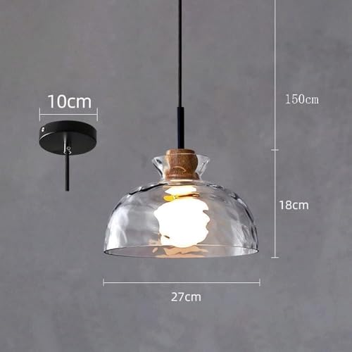 Lampe Plafond Suspendue rustique avec abat-jour verre martelé