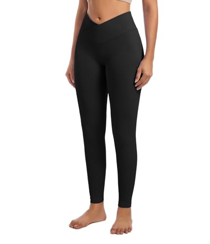 YOAKUKA Yoga Ribbed Leggings for Women High Waisted Tummy Control Seamless Butt Lifting Crossover Workout Gym Athletic Pants2