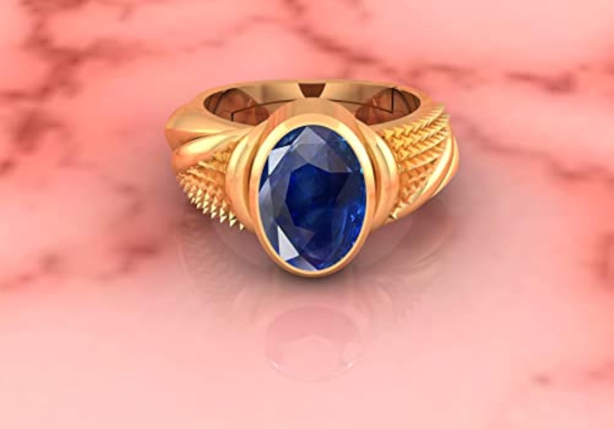 3.00 Carat Natural Blue Sapphire Adjustable Ring, Gold Plated