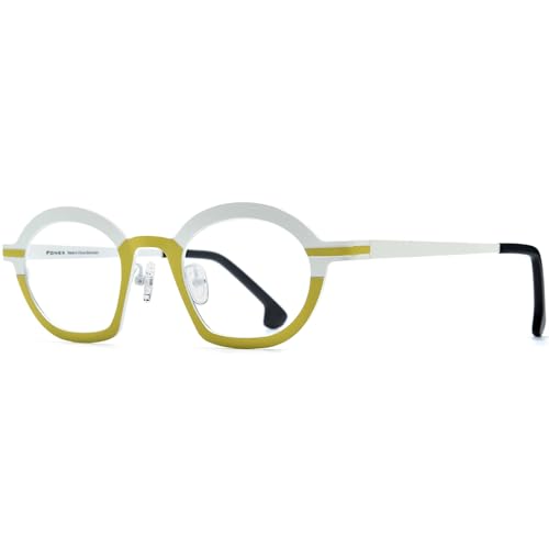 Image of FONEX Colorful Pure Titanium Glasses Frame Women Retro Round Eyeglasses