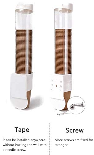 Image of THW Paper Cup Dispenser Holder - Sticker or Screw Plate Mountable, Durable Plastic for Easy Use