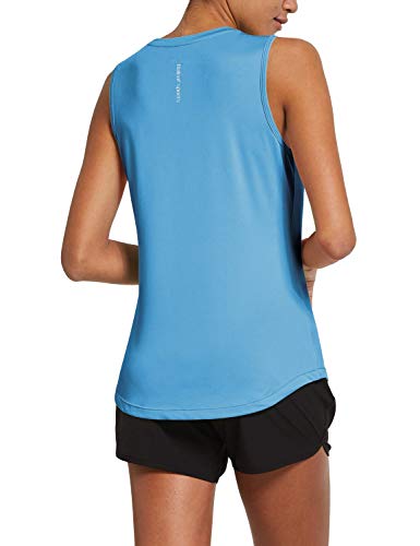BALEAF Women's Workout Tank Tops Sleeveless Athletic Running Shirts Yoga Sport Wicking Shirts Light Blue Size M