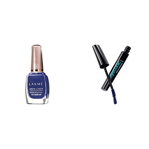 Image of Lakme Insta Eye Liner, Blue, 9 ml And Lakme Eyeconic Curling Mascara, Royal Blue, 9ml