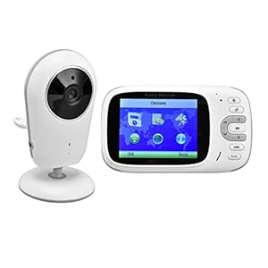Babyfoon, 3,2 inch draadloze video-babyfoon met camera en audio, draagbare babyfoon met wekker, temperatuurbewaking en intercomgesprek, babybenodigdheden(EU)