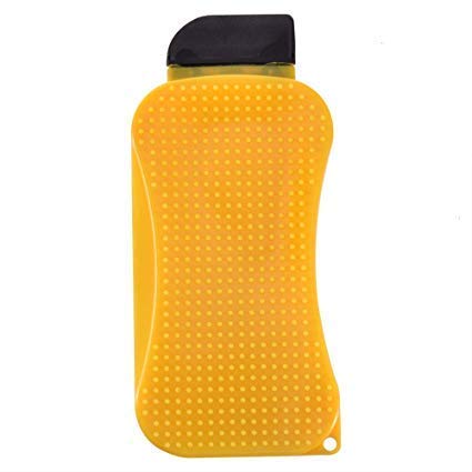 TRADYSilicone Scrubber Cleaning Brush - 3 in 1 Silicone Sponge Scrub & Scrape & Squeegee - Multi-Functional Dish Cleaning Brush Washing Scrubbing Sponge for Home Kitchen and Bathroom