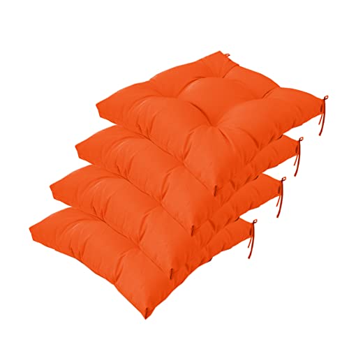 Image of QILLOWAY Indoor /Outdoor Square Seat Patio Cushion - 19-Inches,Pack of 4 (Orange)