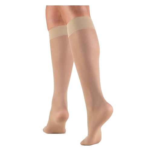 Image of Truform Sheer Compression Stockings, 8-15 mmHg, Women's Knee High Length, 20 Denier