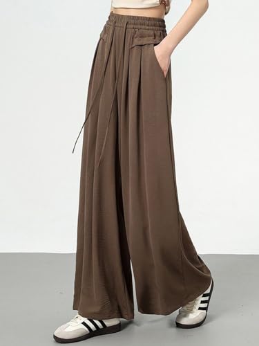 Image of KOTTY Women's Solid|Drawsting|Front Pocket|Wide Leg Style|High Rise|Casual Pant