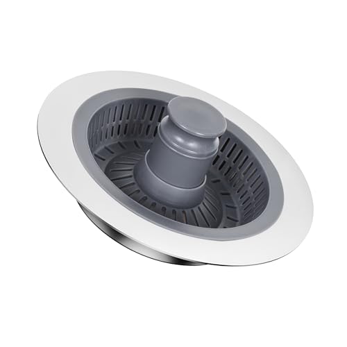 Colador de Fregadero de Cocina, 3 en 1 Tapon Fregadero Cocina,Juego Combinado de Tapon y Filtro para Fregadero de Cocina,Carcasa de Acero Inoxidable,para Fregaderos Profundidad  40mm(A)