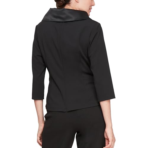 Alex Evenings Women's 3/4 Sleeve Tuxedo Top with Tie Waist, Formal Blouse (Petite and Regular Sizes)2