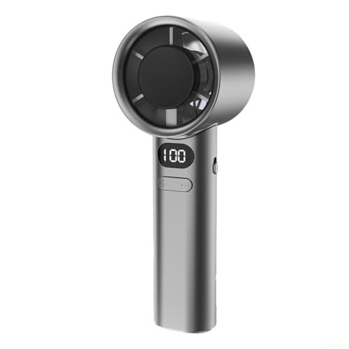 Ventilador de mano USB con pantalla digital y flujo de aire personalizable para una experiencia refrescante en cualquier lugar (gris)