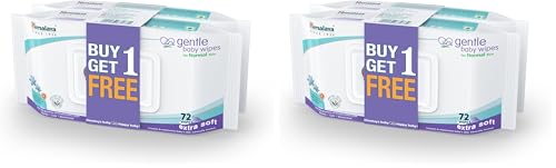 Image of Himalaya Gentle Baby Wipes with Lid (72 wipes x4 packs -144 wipes) |100% Biodegradable Plant-based fabric | Indian Lotus & Aloe Vera | Skin Friendly PH| Extra Soft