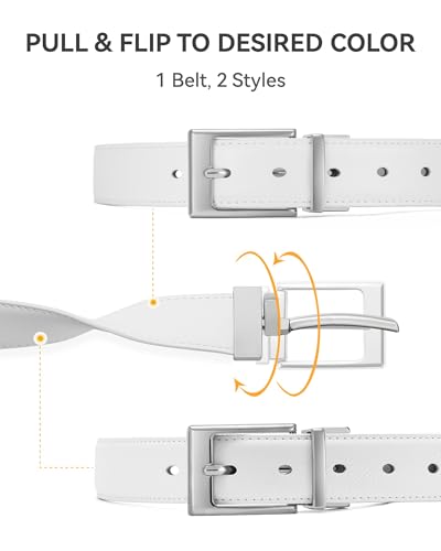 Image of CHAOREN Reversible Belt Men 1 Piece - 1.25 inch Leather Dress Belt - Trim to Fit for Elegant Style