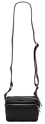 SH Leder Jisoo G412 Heuptas voor dames en heren, uniseks, voor festival, reizen, buiktas, middelgroot, crossbody bag, dames, leren tas, 18 x 13 cm, zwart, Medium - Image 4