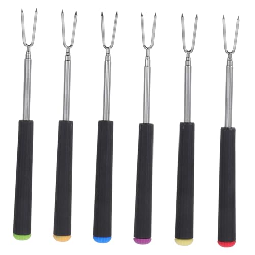 VALICLUD 6 piezas Tenedores Fondue Inoxidable Telescópicos Extendibles para Queso Chocolate Carne y Postres Resistentes y Ajustables para Barbacoa y Fondue